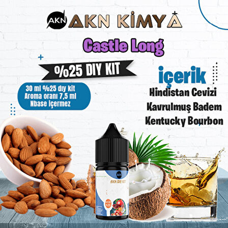 Castle Long Five Pawns Yoğun Dıy Kit Kavrulmuş Badem Bourbon Gıda Aroması %25 Oranda Aroma İçerir (Hazır Değildir )