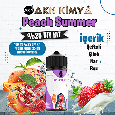 Peach Summer Yoğun Dıy Kit Şeftali Çilek Nar Buz Gıda Aroması %25 Oranda Aroma İçerir (Hazır Değildir )