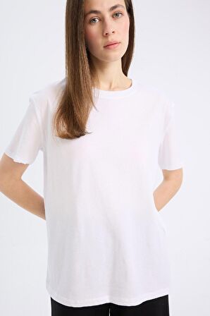 Regular Fit Bisiklet Yaka Basic Düz Penye Kısa Kollu Tişört