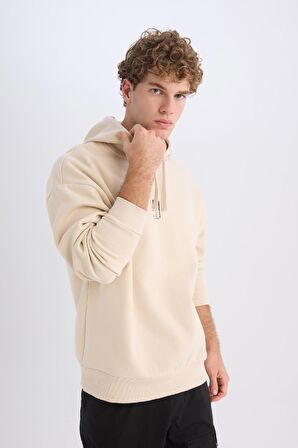DeFacto Oversize Geniş Kalıp Kapüşonlu Sırt Baskılı Sweatshirt D0851AX24AUBG702