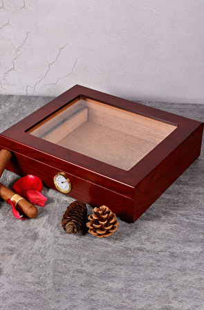 Falconetti Kırmızı Camlı Humidor Puro Kutusu rc06kr