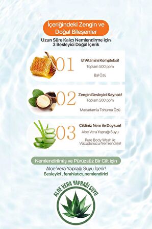 Yoğun Nemlendirici Vücut Yıkama Jeli Kundal Honey&Macadamia Pure Body Wash 500ml (Baby Powder)