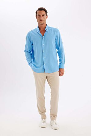 DeFacto Relax Fit Polo Yaka Pamuklu Uzun Kollu Gömlek C1106AX24SMBE339