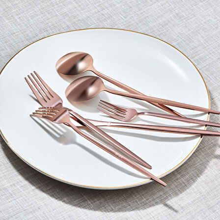 Apricot Faro Rosegold 24 Parça 6 Kişilik Çatal Kaşık Bıçak Kutulu