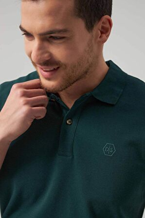 Ds Damat Regular Fit Haki Pike Dokulu %100 Pamuk Kıvrılmaz Polo Yaka Nakışlı T-Shirt 4HC14ORT51000 4HC14ORT51000