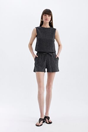 DeFacto Regular Fit Normal Bel Casual Düz Paça Bürümcük Şort D0568AX24SMAR148