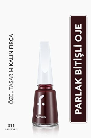 Flormar Klasik Parlak Bitişli Yüksek Pigmentli Oje - Nail Enamel- 311 Purple Scarlet New- 8682536035866