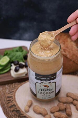 LAÇOKO 2 Kg İsme – Kişiye Özel Şekersiz, Saf, Katkısız Fıstık Ezmesi Glutensiz, Vegan, Doğal Çifte Kavrulmuş Parçacıklı Extra Crunchy Yer Fıstığı Ezmesi 