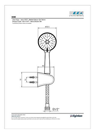 ECA Niobe Mafsallı Duş Seti Banyo Üst Takımı 102117377