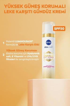 NIVEA Luminous630 Leke Karşıtı Gündüz Yüz Kremi 40ml ve Aydınlatıcı Cilt Bakım Serumu 30ml,Hyaluronik Asit