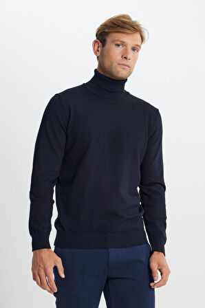 Pamuklu Standart Fit Normal Kesim Tam Balıkçı Yaka Basic Triko Kazak