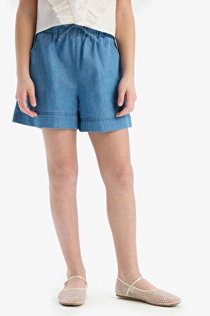 DeFacto Kız Çocuk Beli Lastikli Jean Şort B6386A825SMNM28