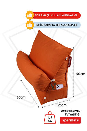 XPERMATE Tv Yastığı Bel Destek Yastığı Sırt Yastığı Boyun Destekli Yastık Ameliyat Sonrası Yastık Koyu Turuncu