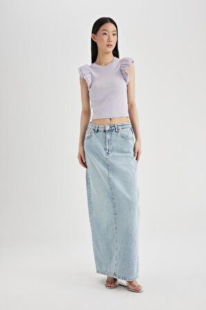 DeFacto Slim Fit Dar Kesim Bisiklet Yaka Fitilli Kaşkorse Kısa Kollu Tişört X5562AZ24SPPR242