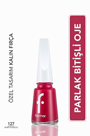 Flormar Klasik Parlak Bitişli Yüksek Pigmentli Oje - Nail Enamel -127 Berry Nuances New- 8682536035774