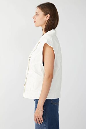 Kadın Ekru Retro Yelek