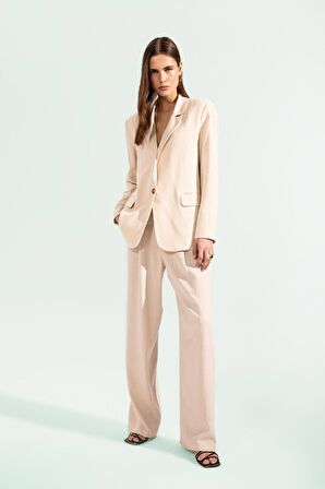 DeFacto Keten Karışımlı Pantolon Wide Leg Çift Cepli Yüksek Bel Geniş Bol Paça Z5533AZ24SMBG155