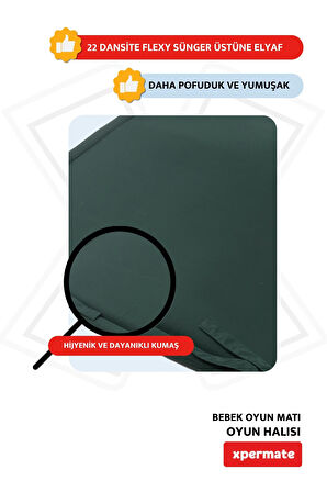 XPERMATE Bebek Oyun Matı ve Oyun Halısı Su itici Kumaş 90x96x3 Cm Yeşil