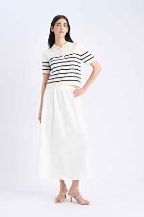 DeFacto Regular Fit Polo Yaka Çizgili Kısa Kollu Triko Tişört	 C4402AX25SPER105