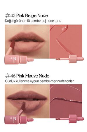 Yüksek Pigmentli, Kadife Görünümlü, Gün Boyu Kalıcı Tint Peripera Ink Velvet (#45 Pink Beige Nude)
