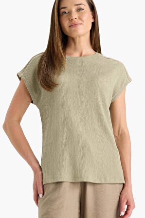 DeFacto Bisiklet Yaka Bürümcük Kısa Kollu Tişört F2768AX25SMGN497