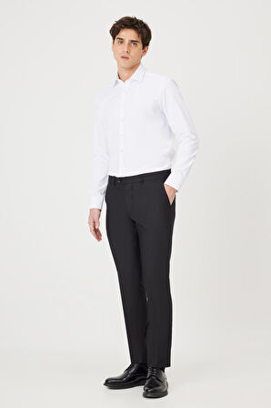 Erkek Siyah Slim Fit Dar Kesim Esnek Klasik Pantolon