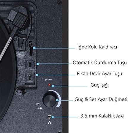 T310CH Şarj Özellikli Plak Çalar 33-45-78 Devir