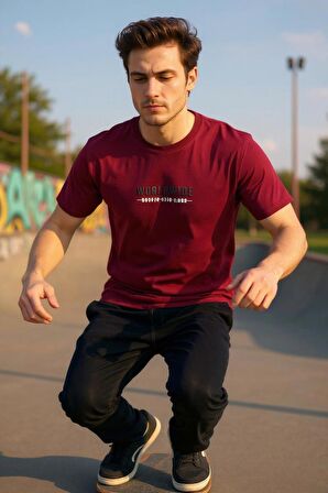 Erkek  Slim Fit Enjeksiyon Baskılı Pamuklu T-Shirt
