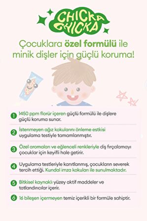 Renkli, Çürüklere Karşı Etkili Çocuk Diş Macunu KUNDAL Chicka Smile Kids Toothpaste (Shine Muscat)