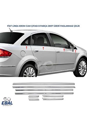 Fiat Linea Krom Cam Çıtası 8 Prç. 2007 Ve Üzeri P.çelik