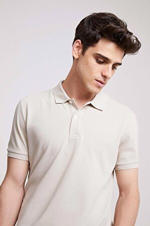 Ds Damat Regular Fit Taş Pike Dokulu %100 Pamuk Kıvrılmaz Polo Yaka Nakışlı T-Shirt 4HC14ORT51000 4HC14ORT51000