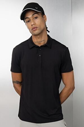 DeFactoFit Siyah Standart Fit Basic Düz Kısa Kollu Sporcu Polo Tişört C9267AX24AUBK81
