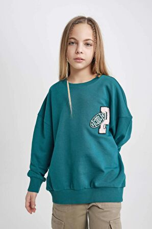 DeFacto Kız Çocuk Oversize Fit Bisiklet Yaka Sweatshirt C0570A824SPGN265