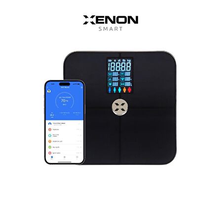 Xenon Smart Akıllı Dijital 8702 Tartı Baskül Yağ Su Kas Vücut Kitle Endeksi Kilo Ölçer Tartı Bluetooth Bağlantılı,Nabız Ölçümlü 