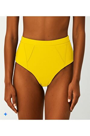 Sarı Süper Yüksek Bel Bikini Altı