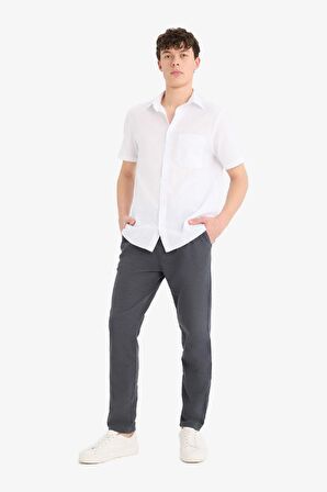 DeFacto Yazlık Beli Lastikli Jogger Pantolon Slim Fit Dar Kesim Düz Paça Pamuklu Cepli D2671AX25SMGR439