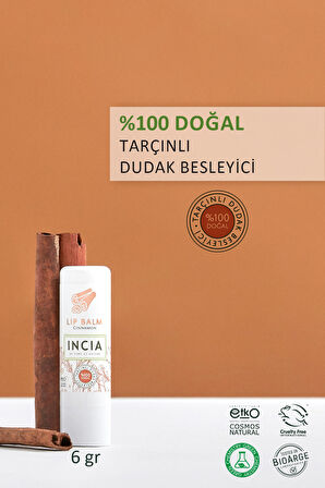 INCIA %100 Doğal Dudak Besleyici Tarçın Bitkisel Nemlendirici Dudak Bakım Kremi 6 G