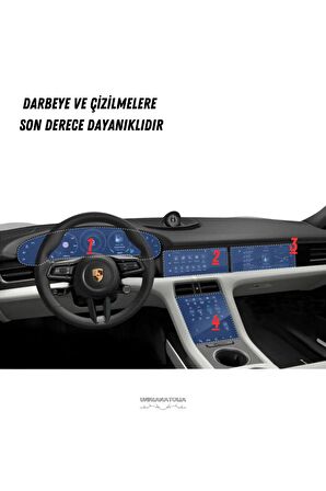 Porsche Taycan 4S Navigasyon Gösterge ve Bilgi Ekran Uyumlu Bütün Set Nano Ekran Koruyucu