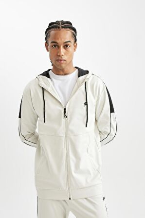 DeFactoFit  Standart Fit Normal Kesim Skuba Dalgıç Kumaş Kapüşonlu Sporcu Fermuarlı Sweatshirt B4535AX24AUBG721