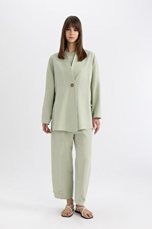 DeFacto Keten Karışımlı Basic Düz Harem Pantolon B7506AX24SPGN1156