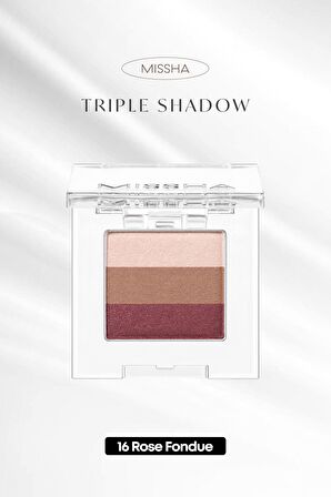 Yumuşak Dokulu, Dökülme Yapmayan 3 Renkli Göz Farı Triple Shadow No.16 (Rose Fondue)