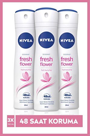 Nivea Kadın Sprey Deodorant Fresh Flower, 48 Saat Deodorant Koruması, 150mlx3 Adet