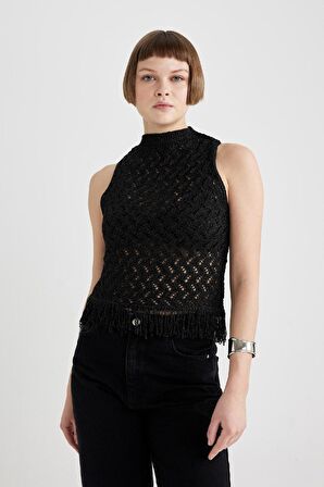 DeFacto Relax Fit Bisiklet Yaka Ajur Atlet C0786AX23WNBK27