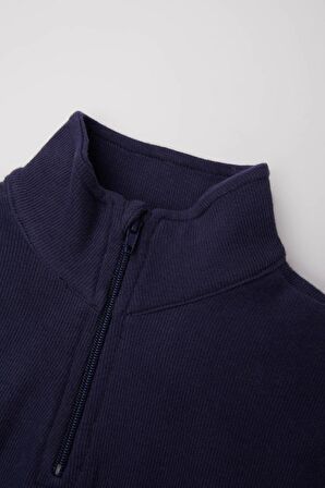 DeFacto Erkek Bebek 2'li Takım Dik Yaka Fermuarlı Sweatshirt Beli Lastikli Alt A8288A524WNBG710