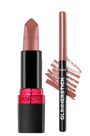 Avon Ultra Mat Ruj Nude Suede ve Glimmerstick Dudak Kalemi Blushed Nude Paketi