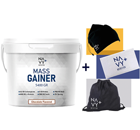 5400 Gr Mass Gainer Çikolata Aromalı + Askılı Çanta + Boyunluk Bere + Antrenman Havlusu