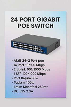Combo Cm-2421gl 24 Port Gigabit Poe Switch Ürünü