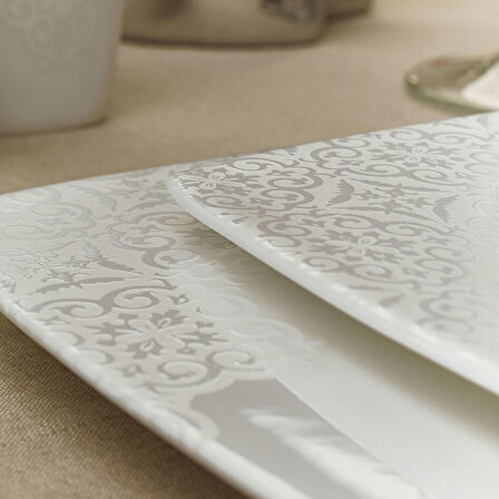 Karaca Fine Pearl Node 62 Parça 12 Kişilik İnci Yemek Takımı Kare