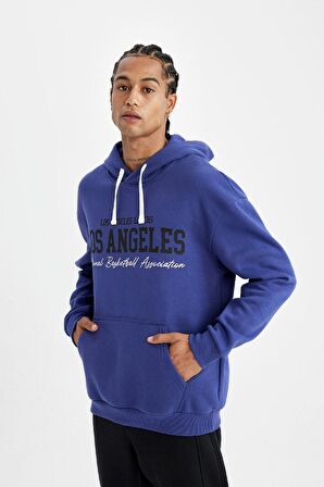 DeFactoFit NBA Los Angeles Lakers Oversize Geniş Kalıp Bisiklet Yaka Kalın Sweatshirt C9255AX24AUPR76