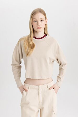 DeFacto Coool Loose Fit Bisiklet Yaka Basic Düz Uzun Kollu Tişört C4401AX24SPBG106